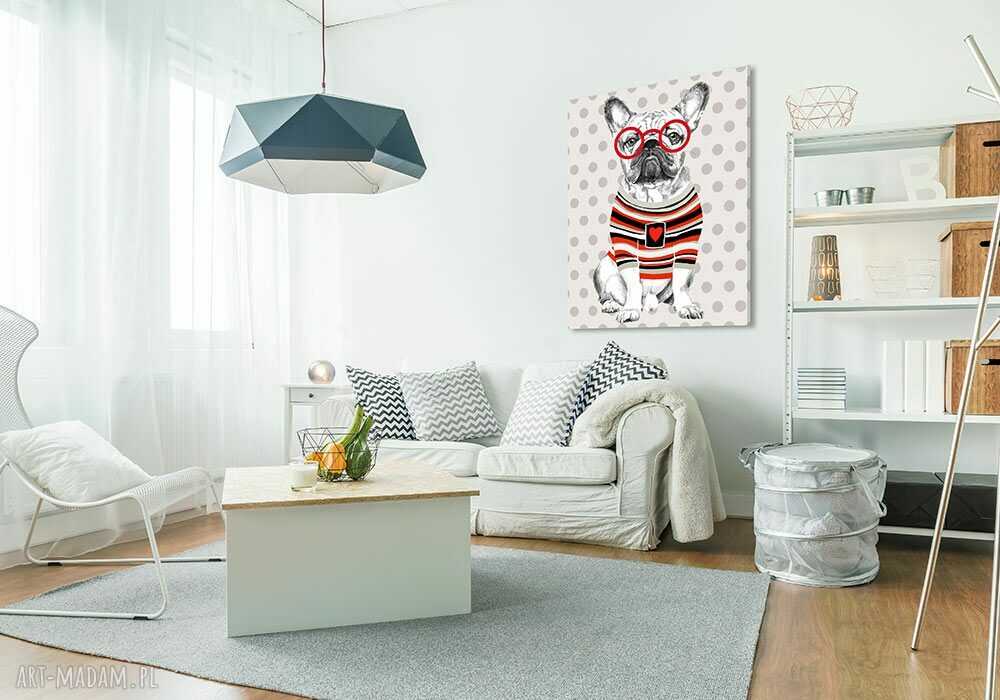 Buldog francuski na płótnie 80x100 cm - nowoczesny obraz do salonu i sypialni