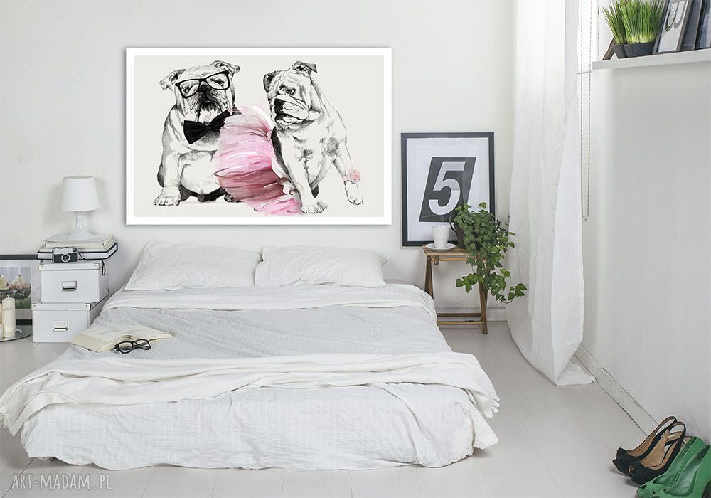 Buldogi Love - obraz na płótnie 120x80 cm, wysyłka w 24h