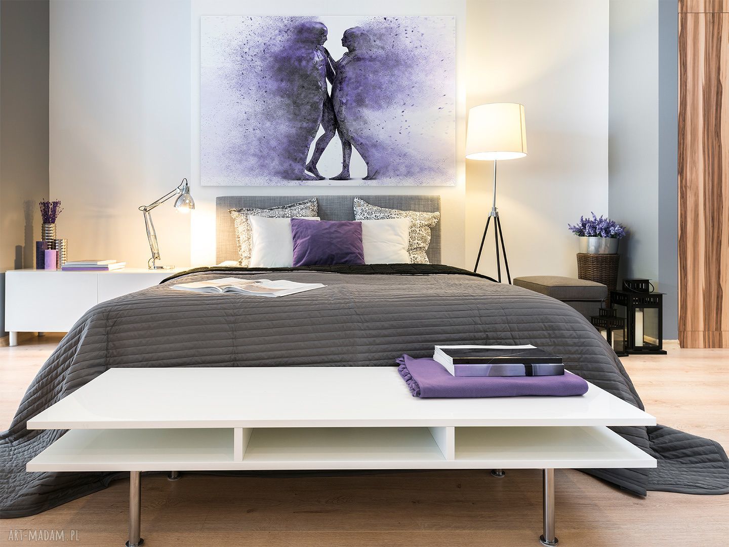 Nowoczesny obraz na płótnie Para sylwetek w fioletach 120x80 cm (Vaku dsgn)