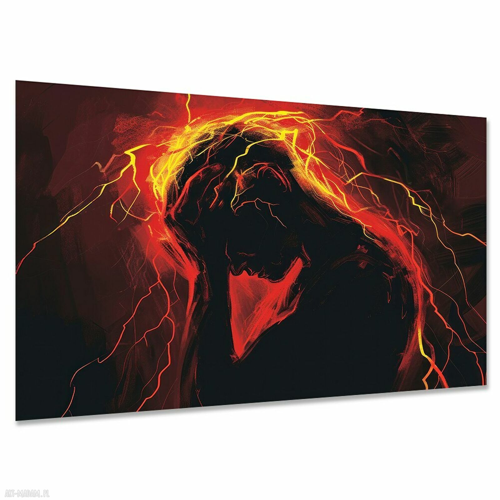 Obraz na płótnie Człowiek - Burza mózgów 120x80 czarno-czerwony
