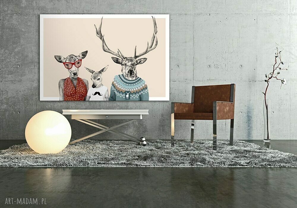 Nowoczesny obraz na płótnie 120x80 cm Rodzina jeleni - gotowy do powieszenia