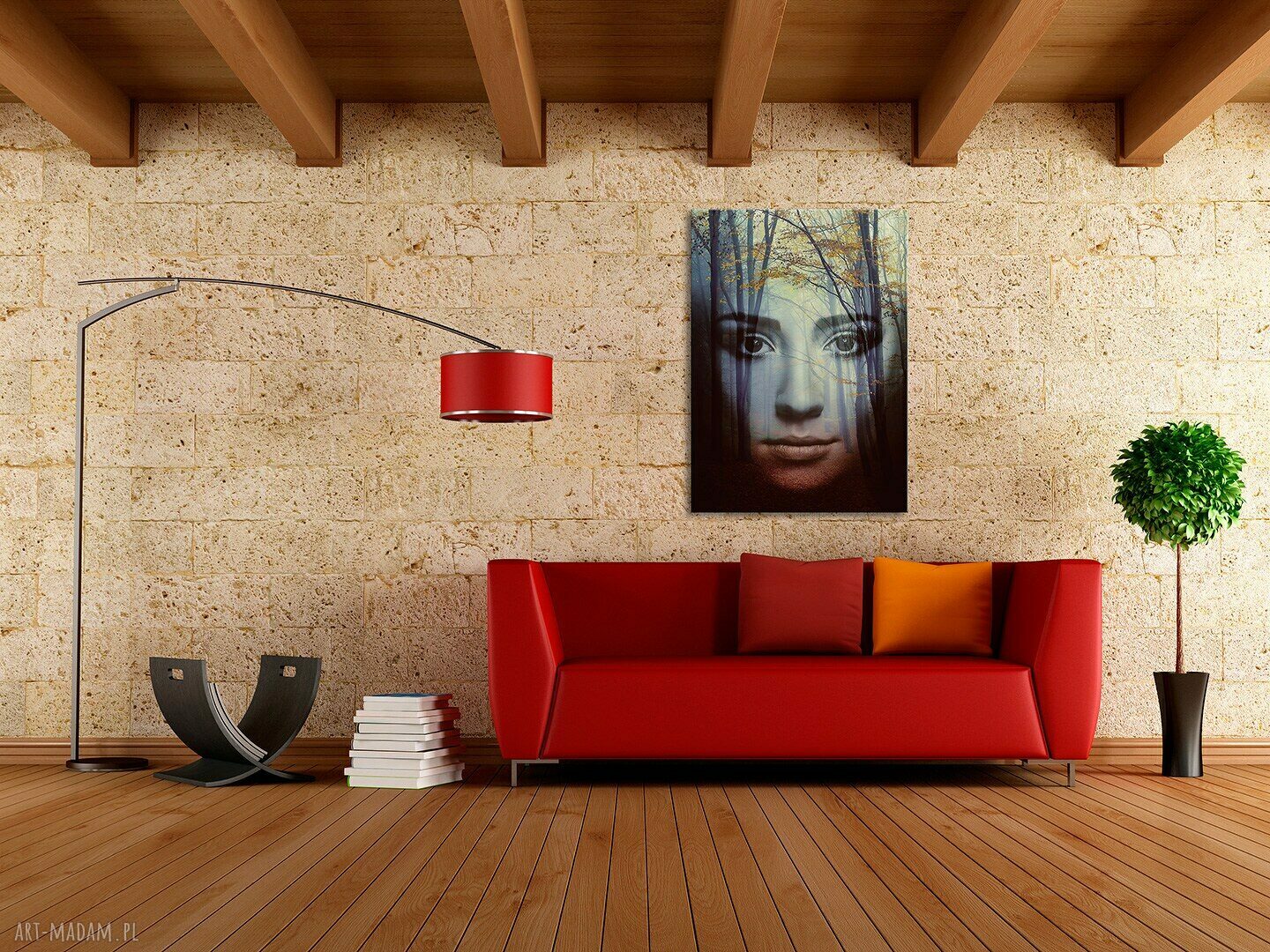 Kobieta Twarz Las - obraz na płótnie 50x70 cm