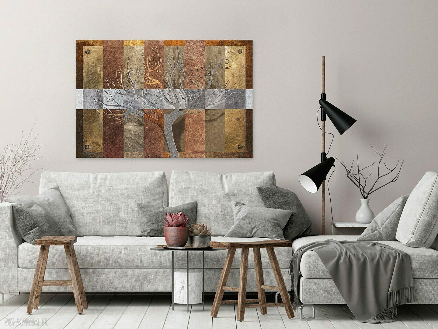 Obraz na płótnie - Drzewo Brązy Abstrakcja 150x100 cm
