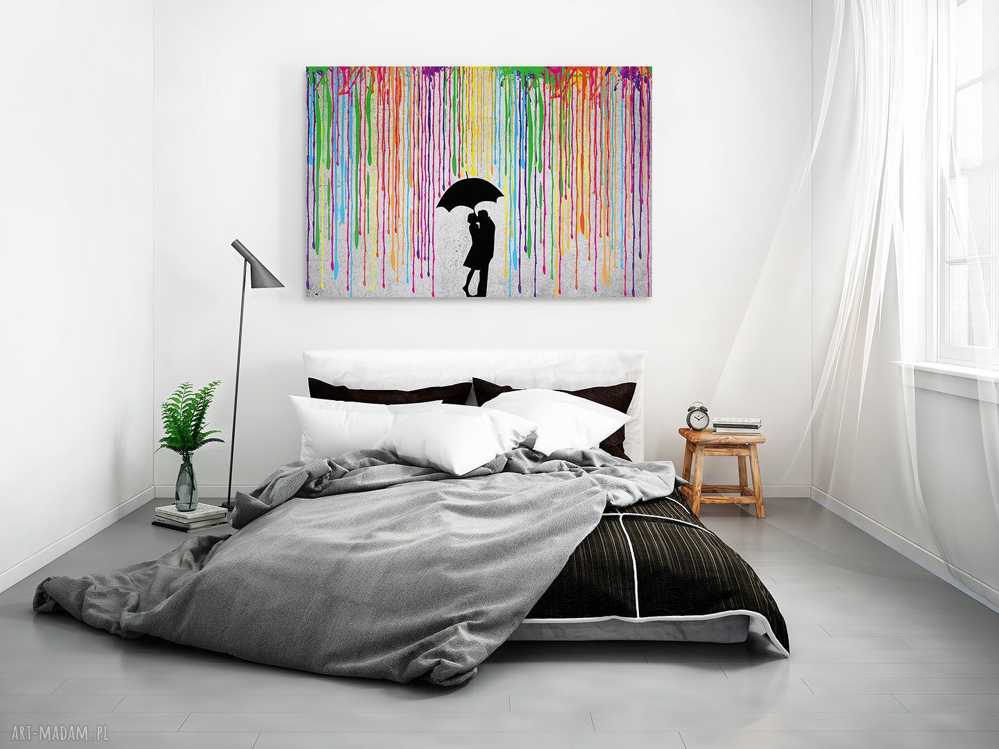 Obraz na płótnie - DESZCZ KOLORY PARA - 120x80 cm (46401)