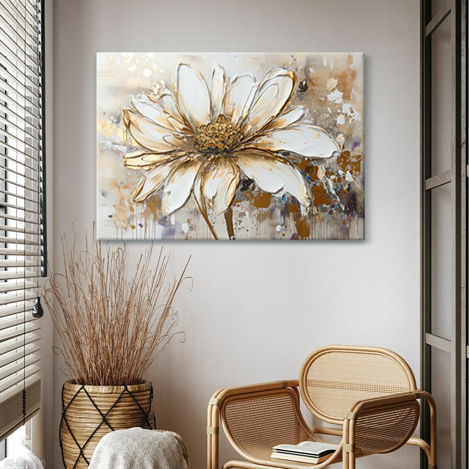 Obraz na płótnie 100x70 cm Kwiat glamour 1 -0678