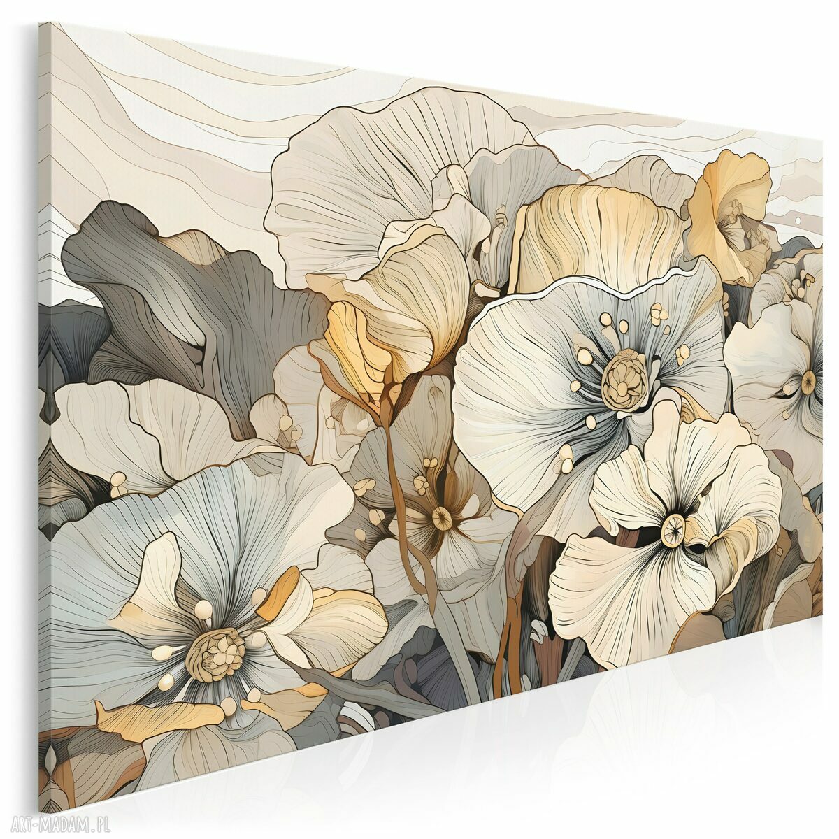 Obraz na płótnie Kwiaty Linie Beże Bukiet 120x80 cm (124601)