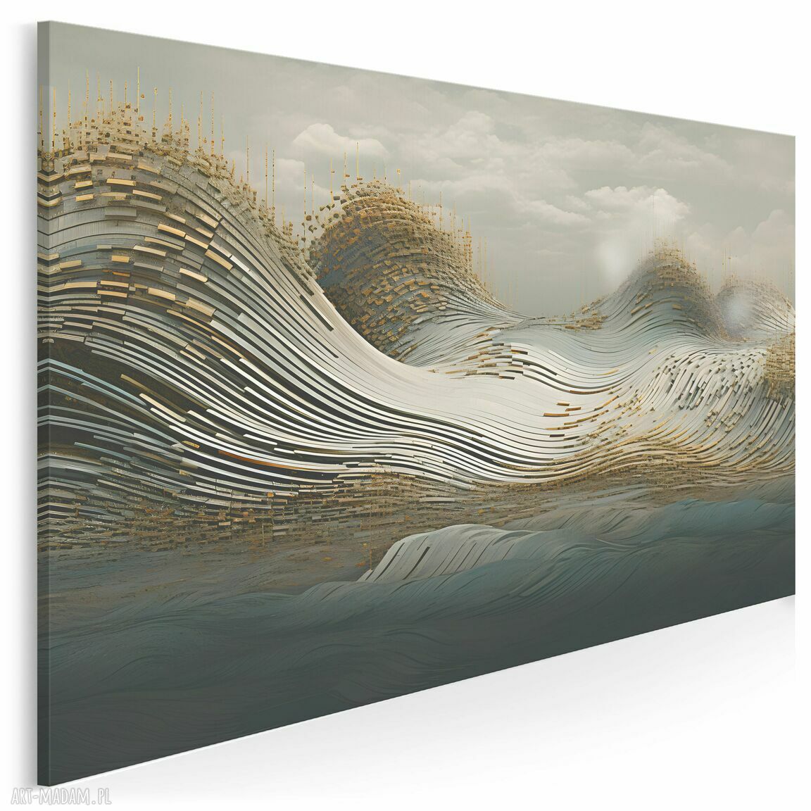 Obraz loftowy: abstrakcja fale i linie 120x80 cm na płótnie