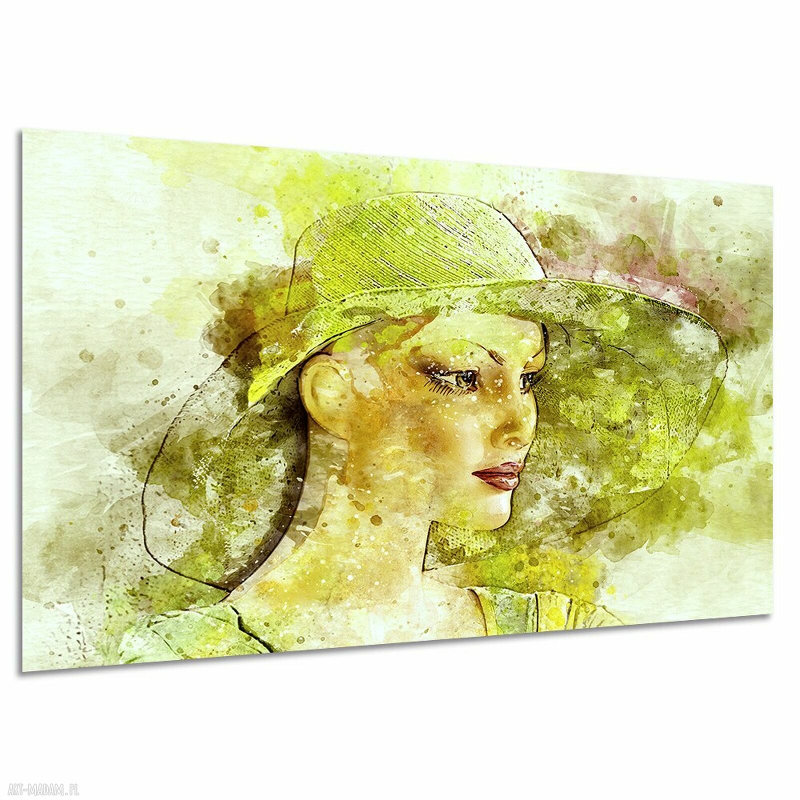 Obraz na płótnie z kobietą w kapeluszu 120x80 cm