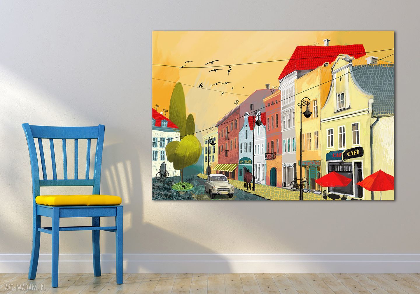 Bajkowe Kamieniczki - obraz na płótnie 120x80 cm do pokoju dziecka