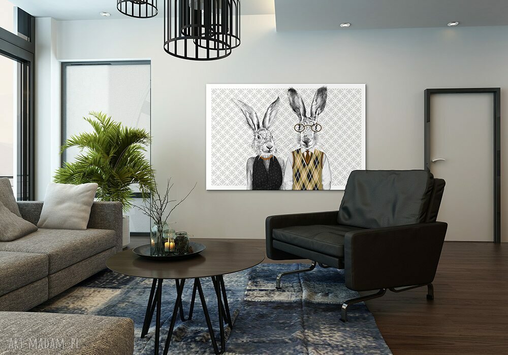 Obraz na płótnie 120x80 cm „Państwo Zającowie” - wysyłka w 24h