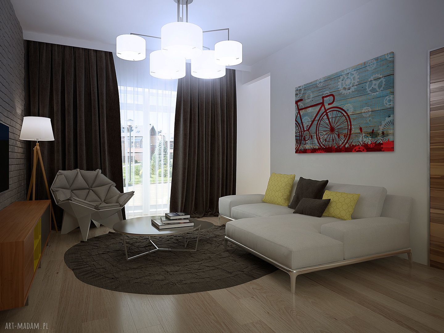 Obraz na płótnie - Czerwony Rower 120x80 cm (Vaku DSGN)