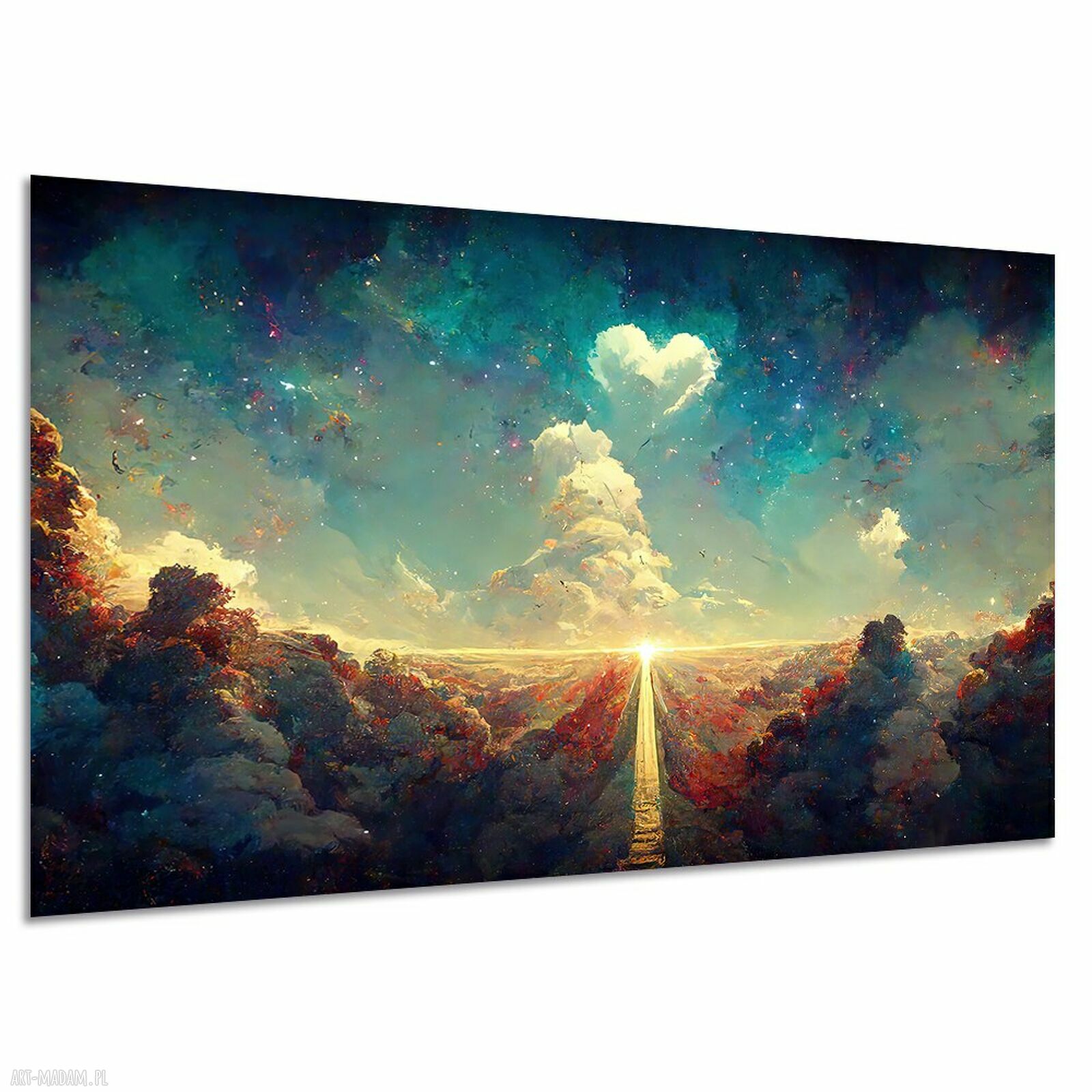 Obraz na płótnie Droga do nieba - serce w chmurach 120x80 cm