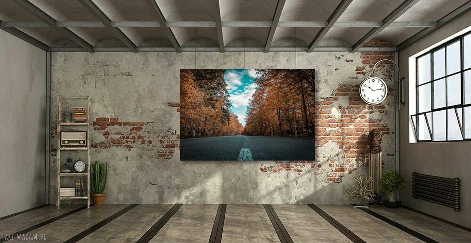 Obraz na płótnie Droga przez jesienny las 120x80 cm