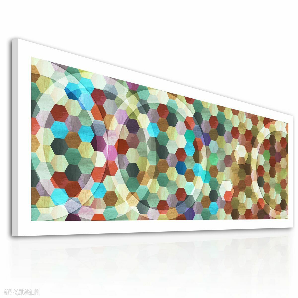 Abstrakcja ośmiokąty - obraz na płótnie 147x60 cm, gotowy do zawieszenia