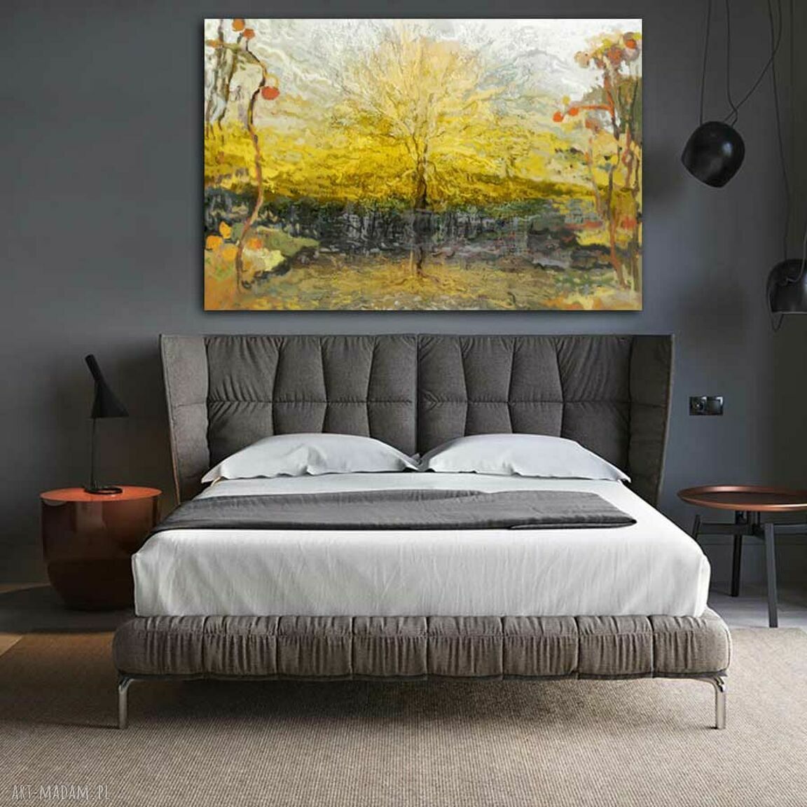 Obraz na płótnie Drzewa słońca 120x80 - złote, glamour