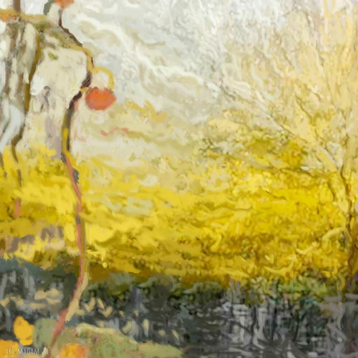 Obraz na płótnie Drzewa słońca 120x80 - złote, glamour