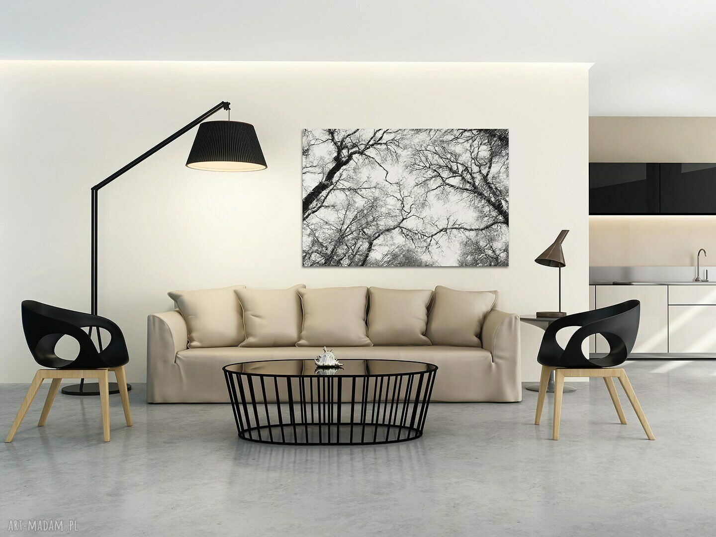 Obraz na płótnie - DRZEWA CZARNO-BIAŁE - 120x80 cm (10601)