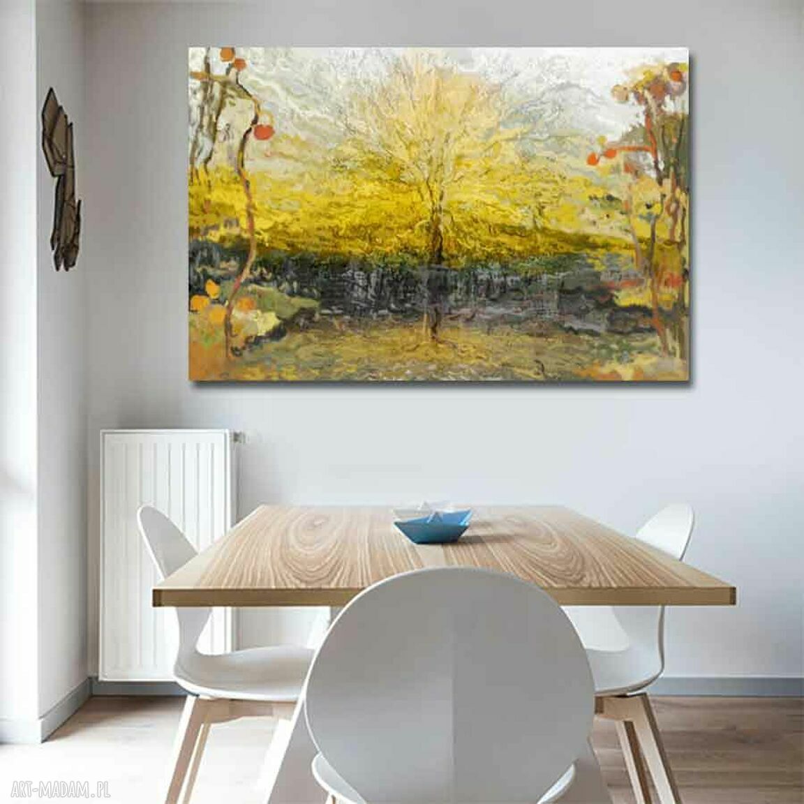 Obraz na płótnie Drzewa słońca 120x80 - złote, glamour