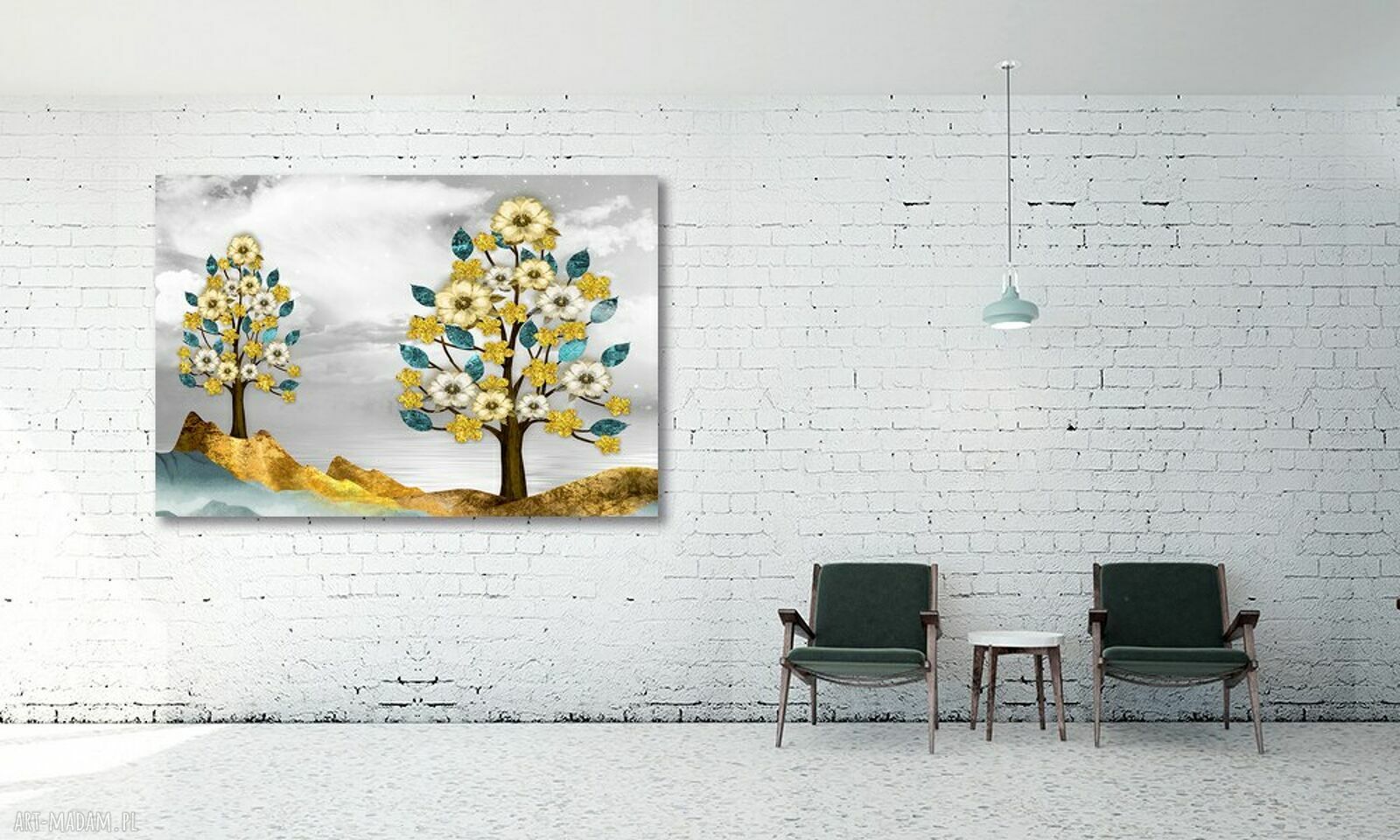 Obraz na płótnie Drzewo z kwiatami w stylu glamour 120x80 cm