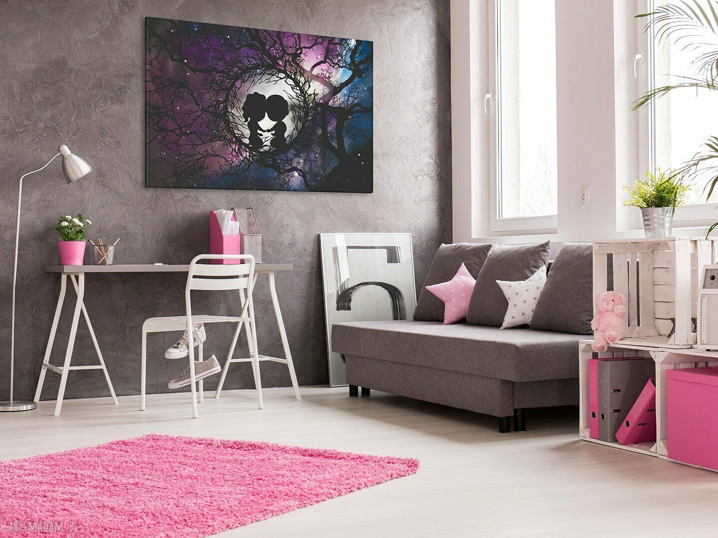 Obraz na płótnie - PARA DRZEWO NOC - 120x80 cm (29301)