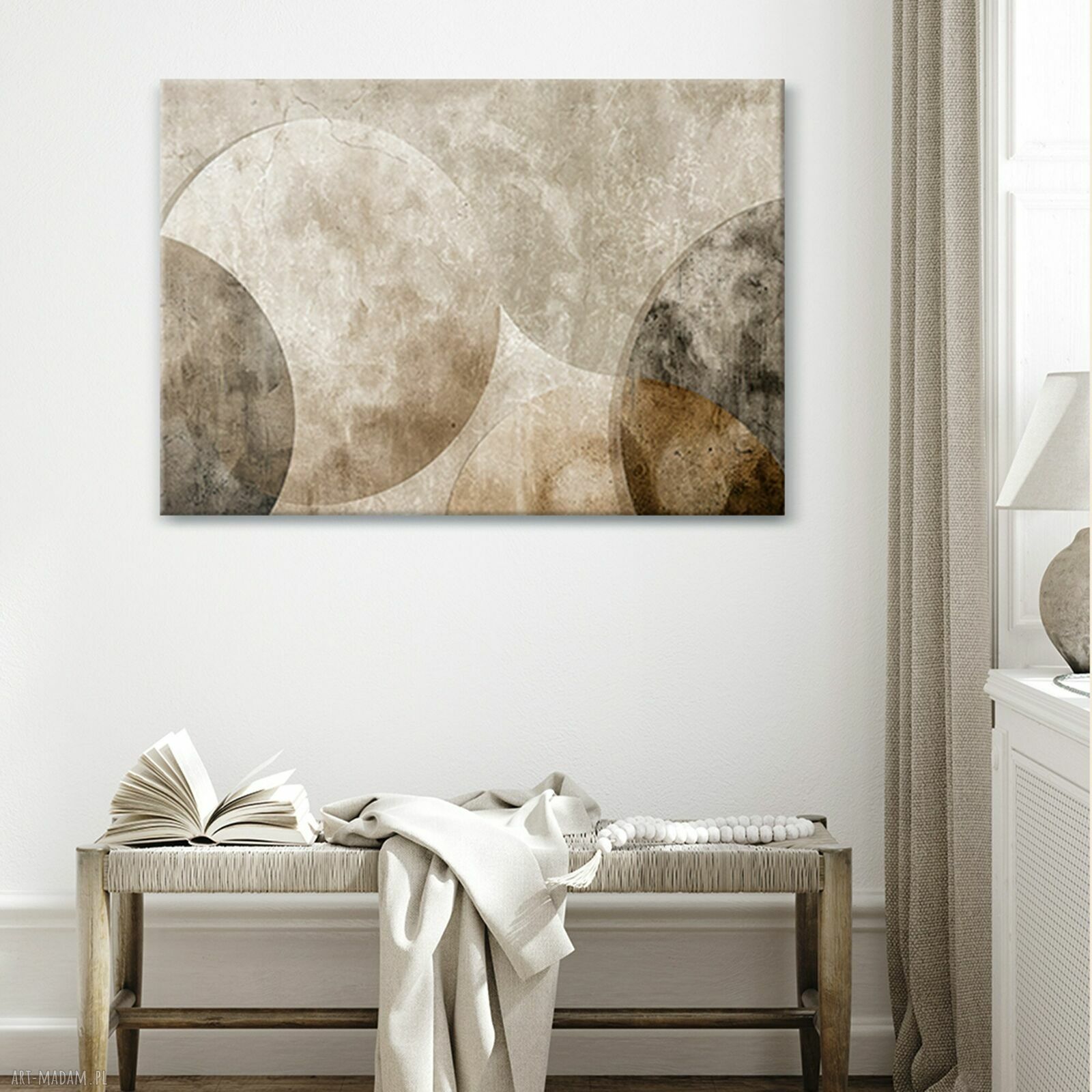 Obraz na płótnie 100x70 cm - abstrakcja geometryczna w beżach i brązach