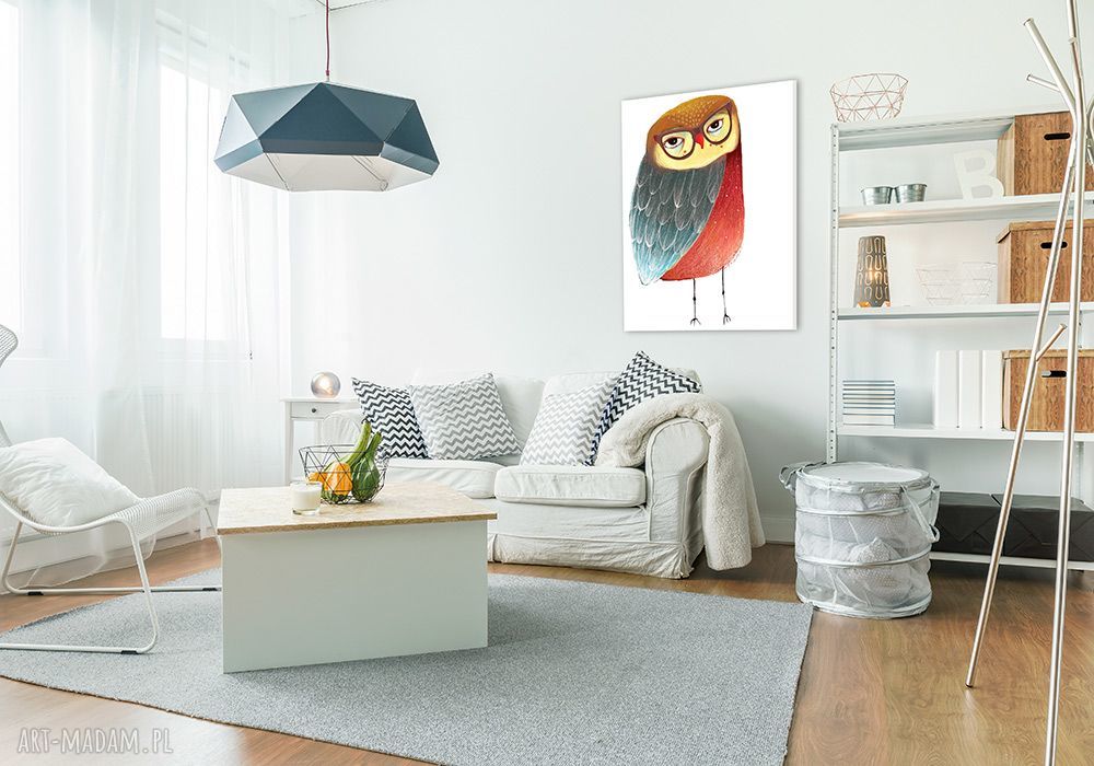 Kolorowa sowa - obraz na płótnie 60x80 cm do pokoju dziecka (wysyłka w 24h)
