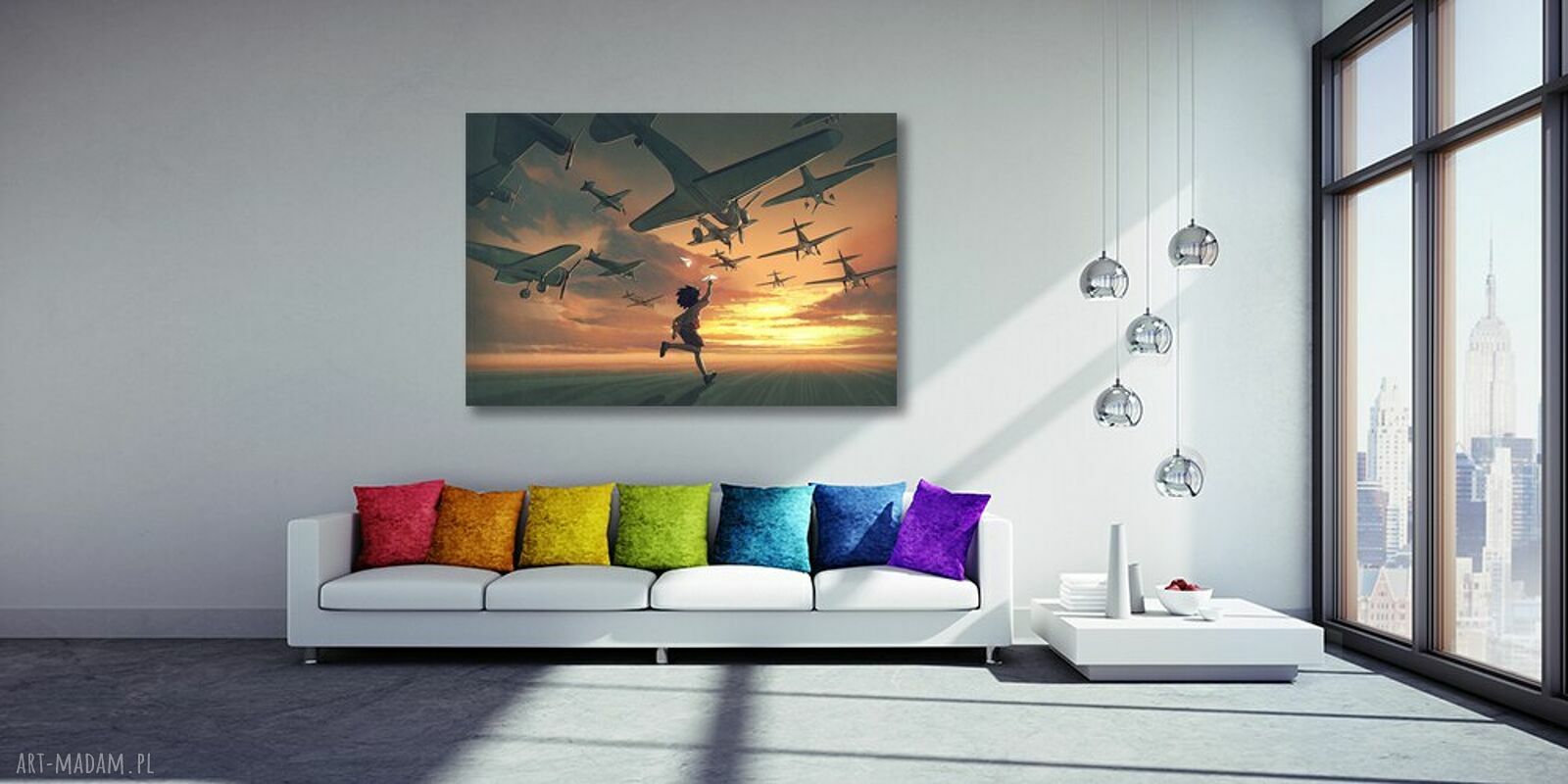 Obraz na płótnie 120x80 cm z samolotami do pokoju dziecka