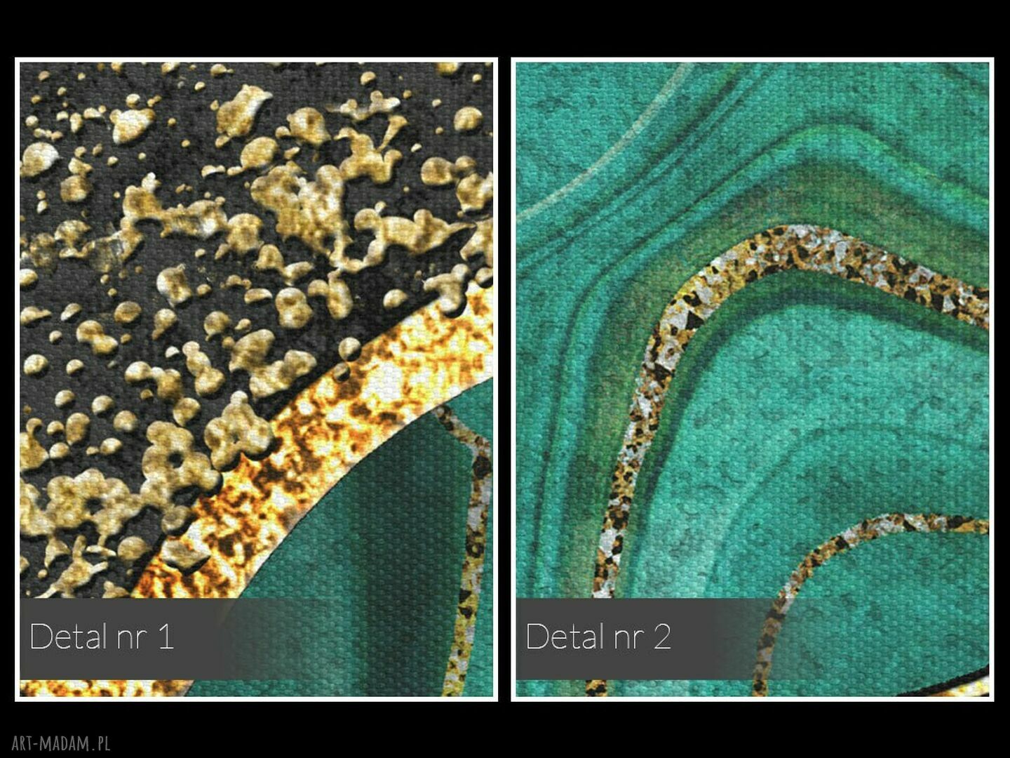 Luksusowy marmur zielony i złoto w czerni - obraz na płótnie 120x80 cm