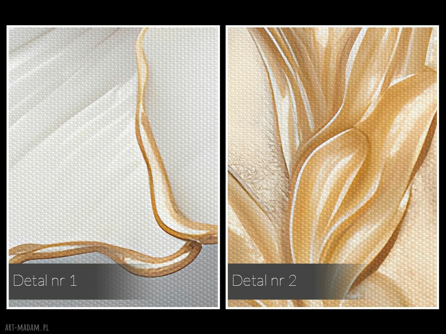 Kwiat Glamour Biały Złoty - obraz na płótnie 120x80 cm