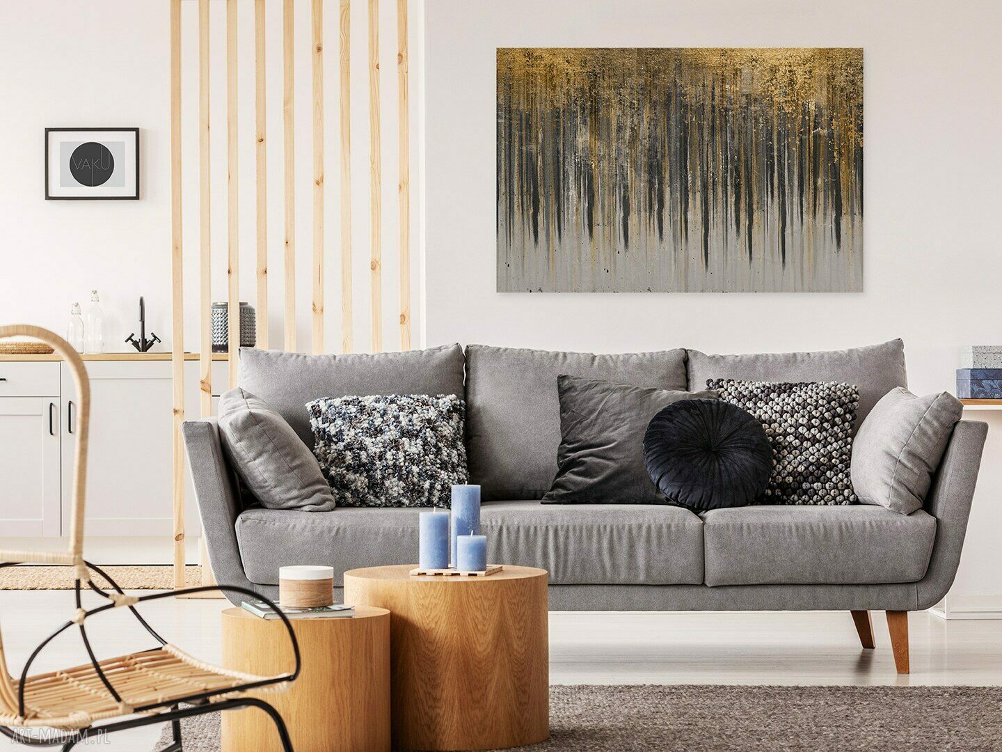 Obraz na płótnie Czarny i Złoty 120x80 cm Art Deco