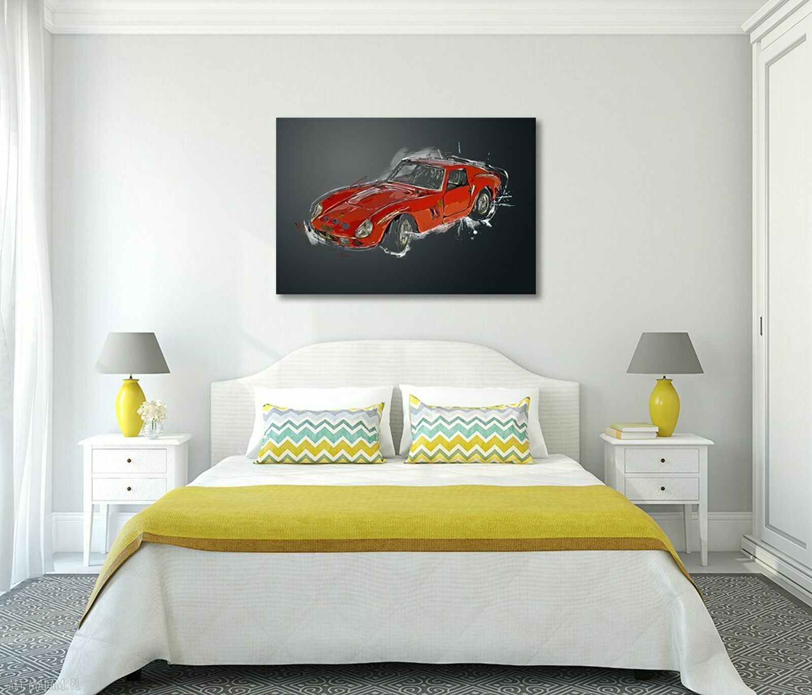 Obraz na płótnie Ferrari 250 GTO - retro szkic auta 120x80 cm