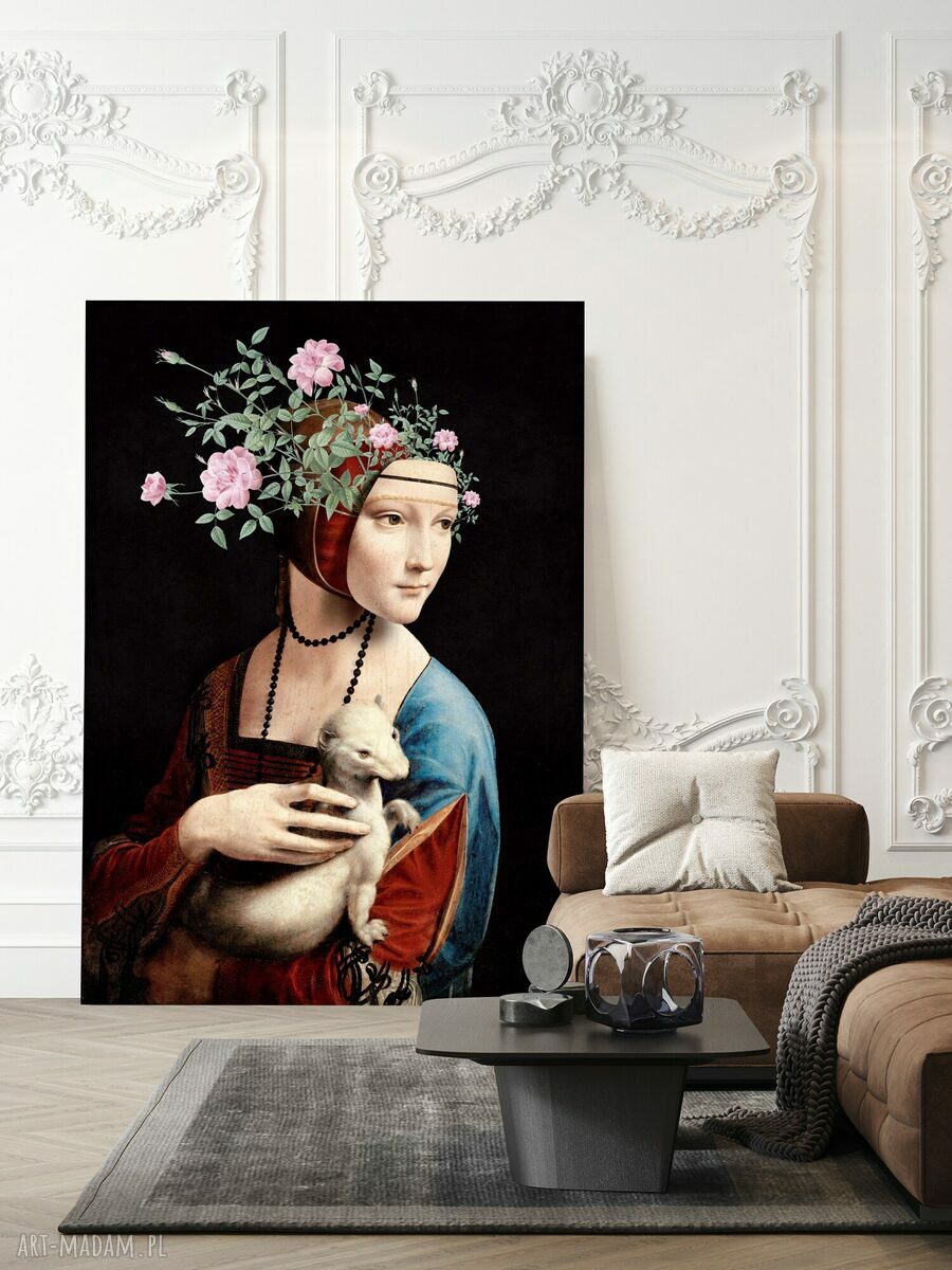 Obraz na płótnie Dama z łasiczką 50x70 cm - nowoczesny canvas