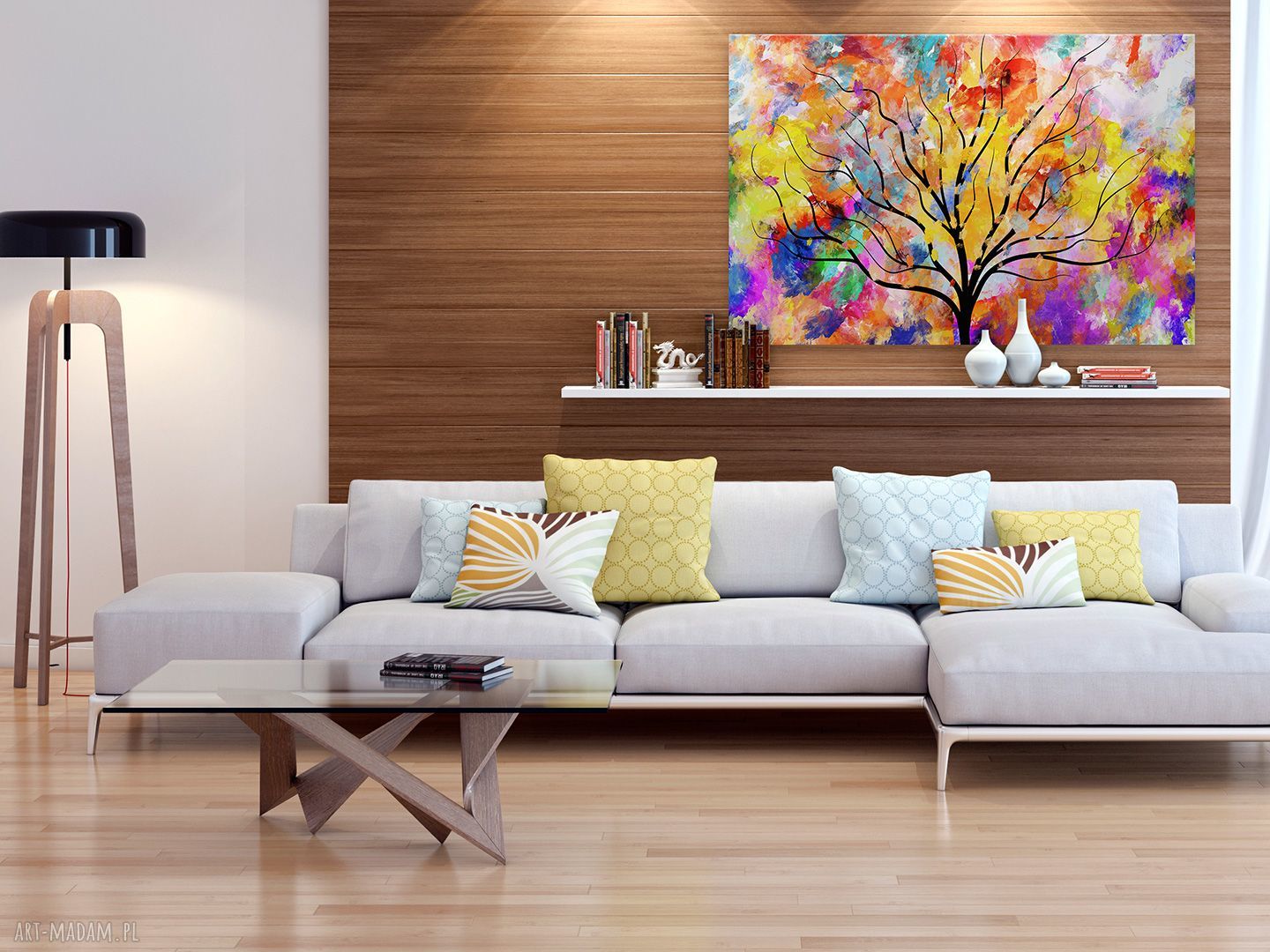 Obraz na płótnie - DRZEWO KOLORY SZTUKA ART - 120x80 cm (74201)