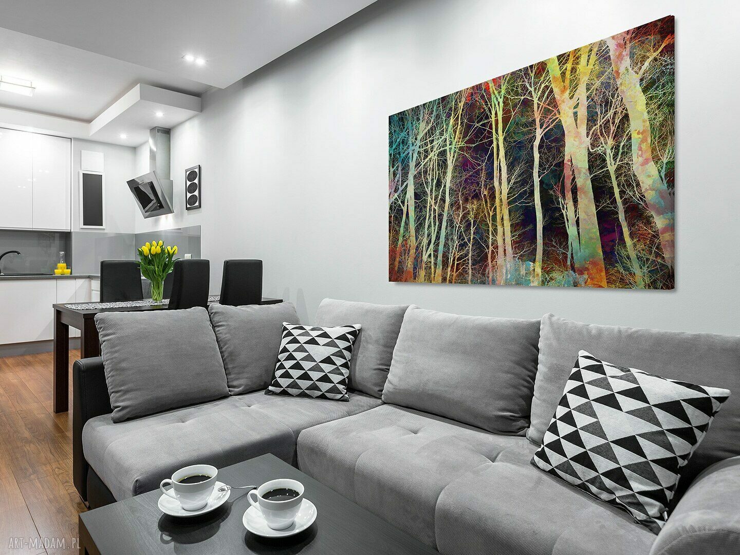 Obraz na płótnie - NOC DRZEWA GAŁĘZIE - 120x80 cm (48301)