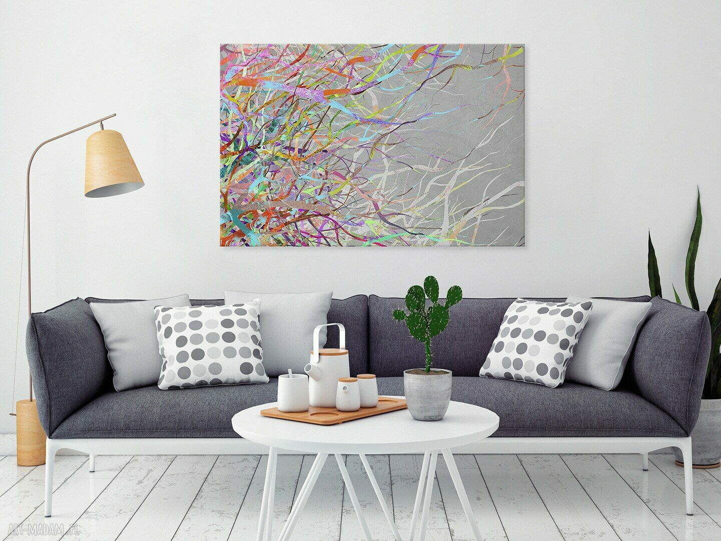Abstrakcja gałęzi - kolorowy obraz na płótnie 120x80 cm