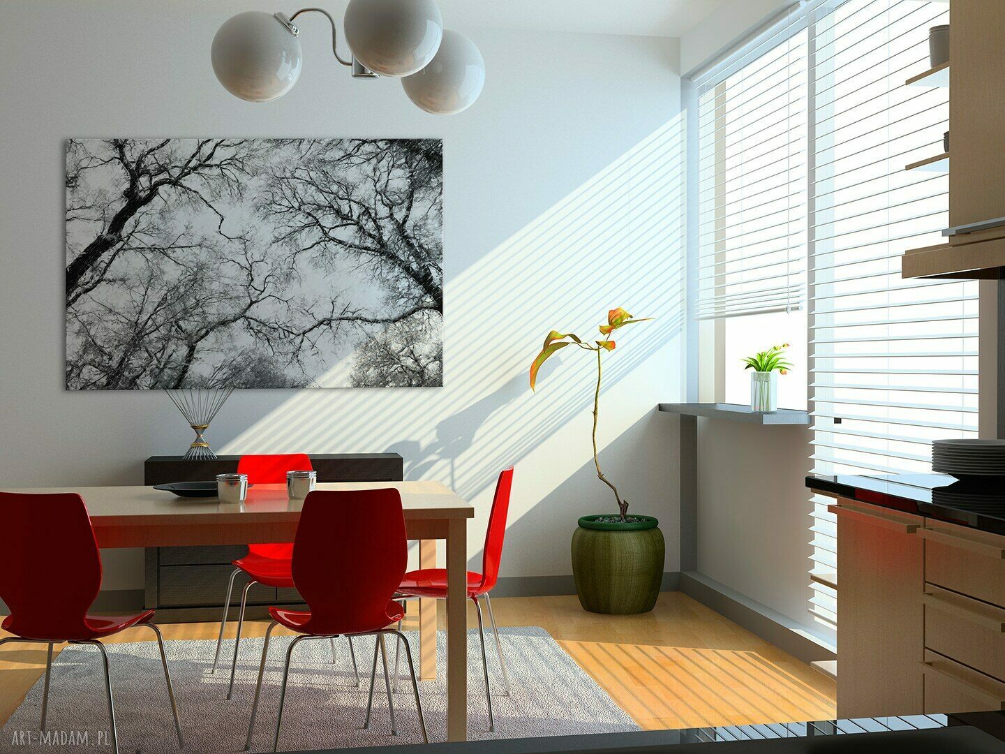 Obraz na płótnie - DRZEWA CZARNO-BIAŁE - 120x80 cm (10601)