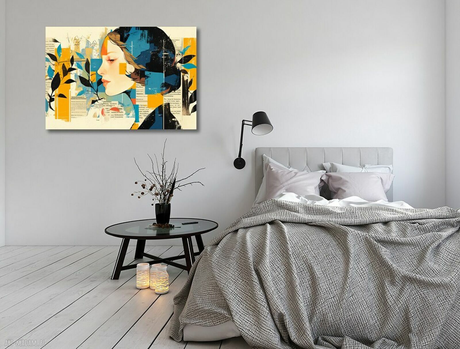 Portret Kobieta 29 w kolażu - obraz na płótnie 120x80, gotowy do zawieszenia