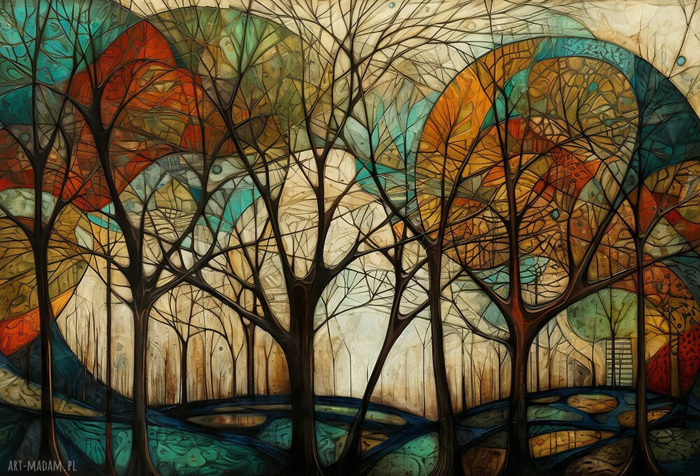 Obraz na płótnie Drzewa 13 geometryczne do szarego wnętrza 120x80 cm