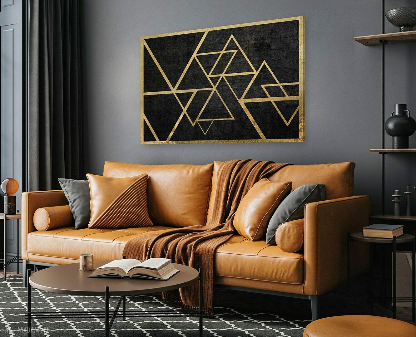 Obraz na płótnie Trójkąty Złoto Art-Deco 120x80 cm