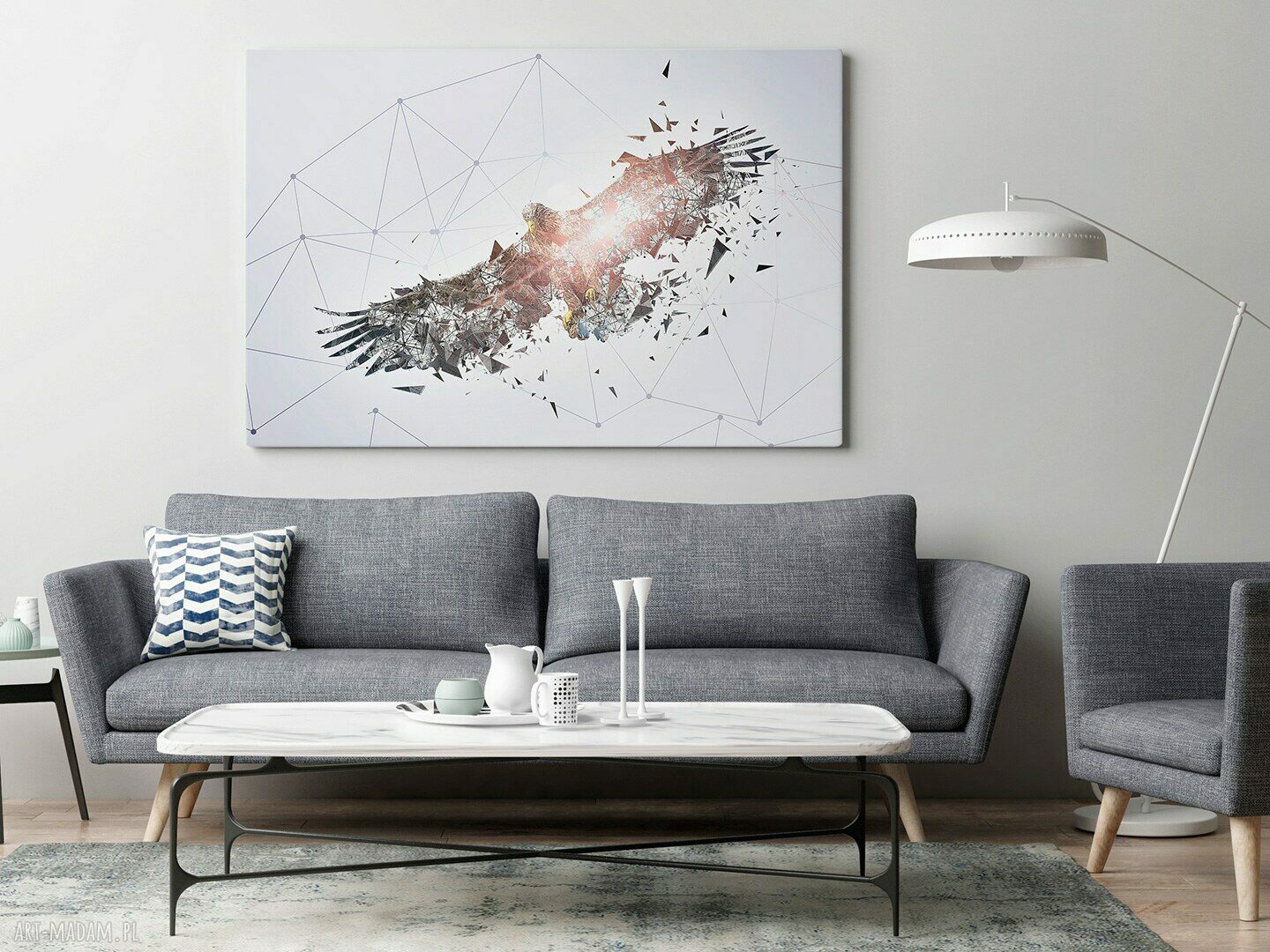 Obraz na płótnie - PTAK ORZEŁ GEOMETRYCZNY NOWOCZESNY - 120x80 cm (76501)