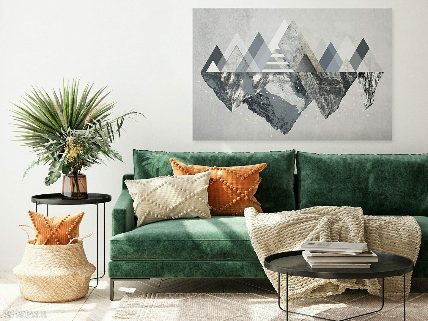 Obraz na płótnie Góry Zima 120x80 cm - geometryczne trójkąty