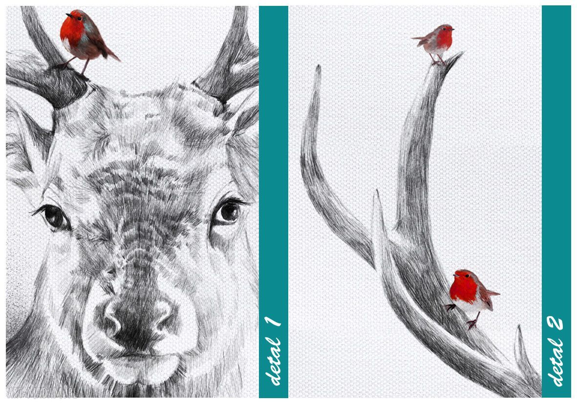 Obraz na płótnie 80x100 cm Jeleń rogi i ptaki