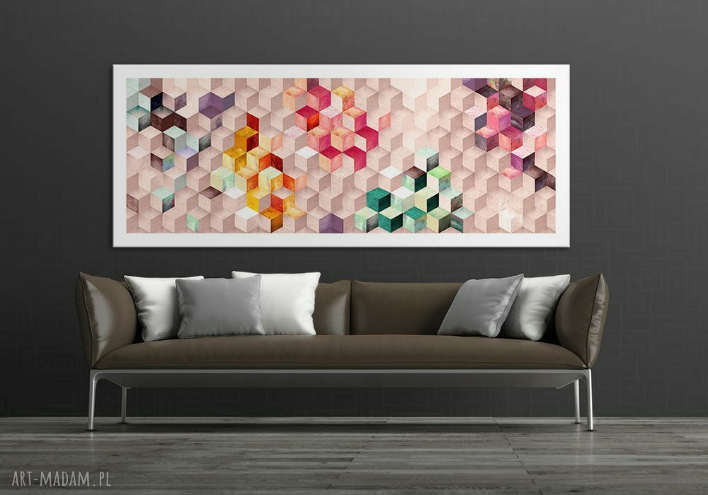 Obraz na płótnie 147x60 cm - Abstrakcja sześciany, gotowy do powieszenia