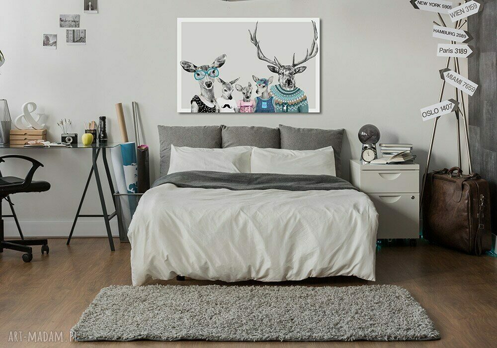 Rodzina Jeleni - obraz na płótnie 120x80 cm