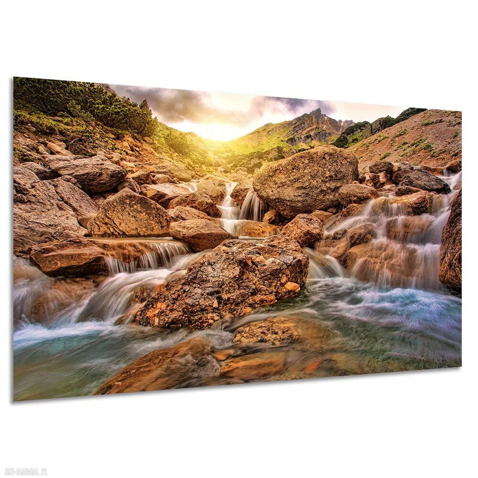 Obraz na płótnie Górski potok i wodospad w Tatrach 120x80 cm