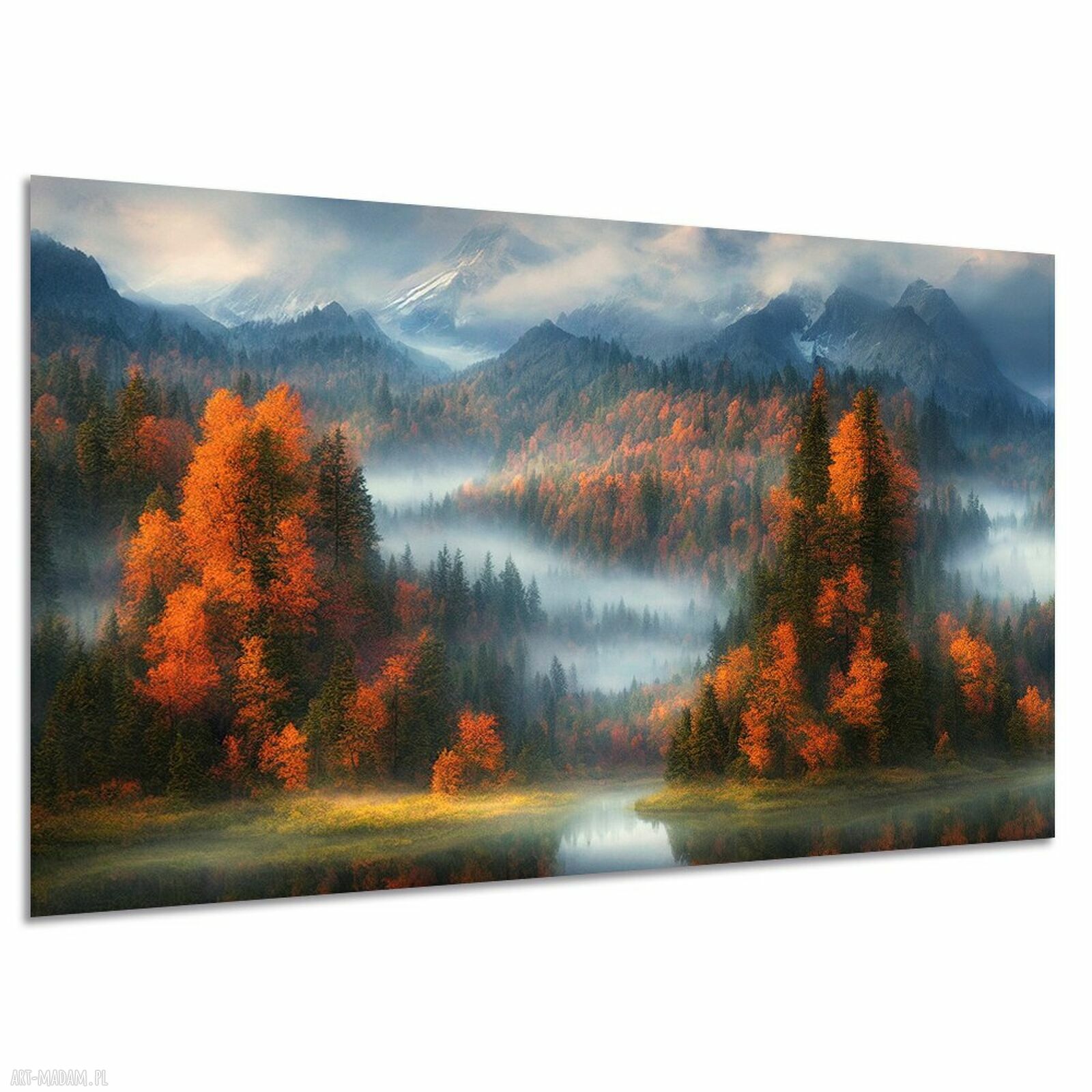 Obraz na płótnie Góry we mgle - jesienny las 120x80 cm
