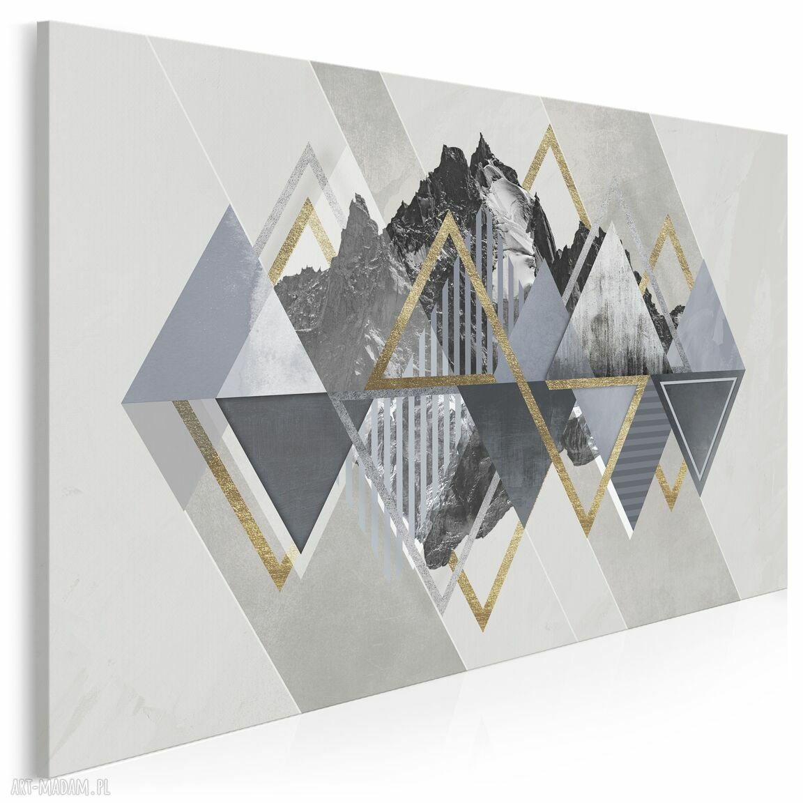 Złote Góry Skandynawskie - geometryczny obraz na płótnie 120x80 cm