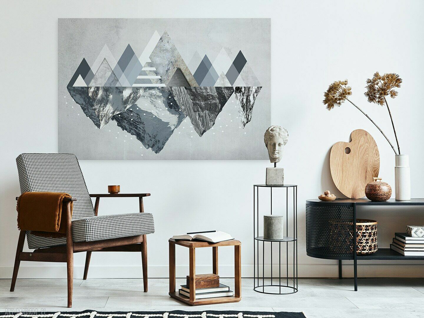 Obraz na płótnie Góry Zima 120x80 cm - geometryczne trójkąty