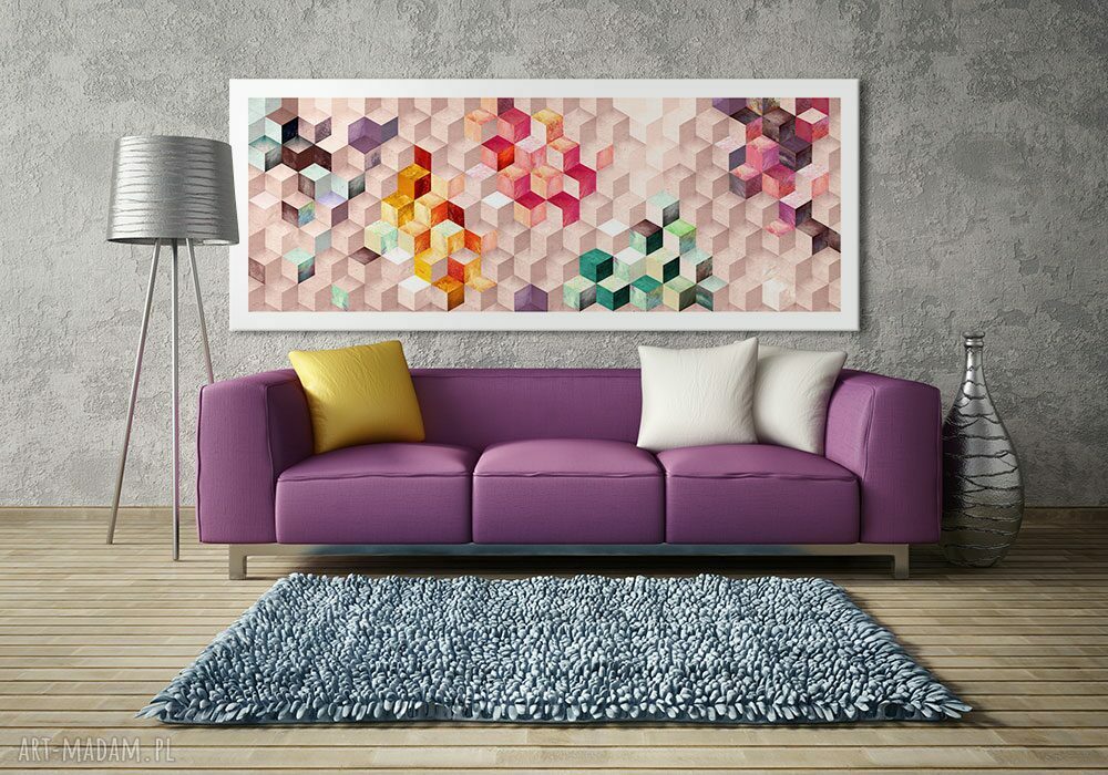 Obraz na płótnie 147x60 cm - Abstrakcja sześciany, gotowy do powieszenia