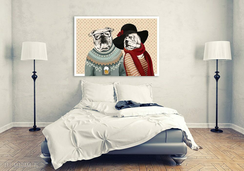 Obraz na płótnie 120x80 cm Buldogi Love - gotowy do zawieszenia
